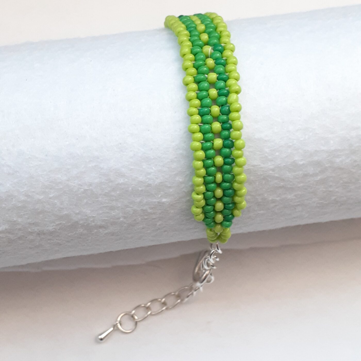Green Handwoven Seed Bead Adjustable Bracelet