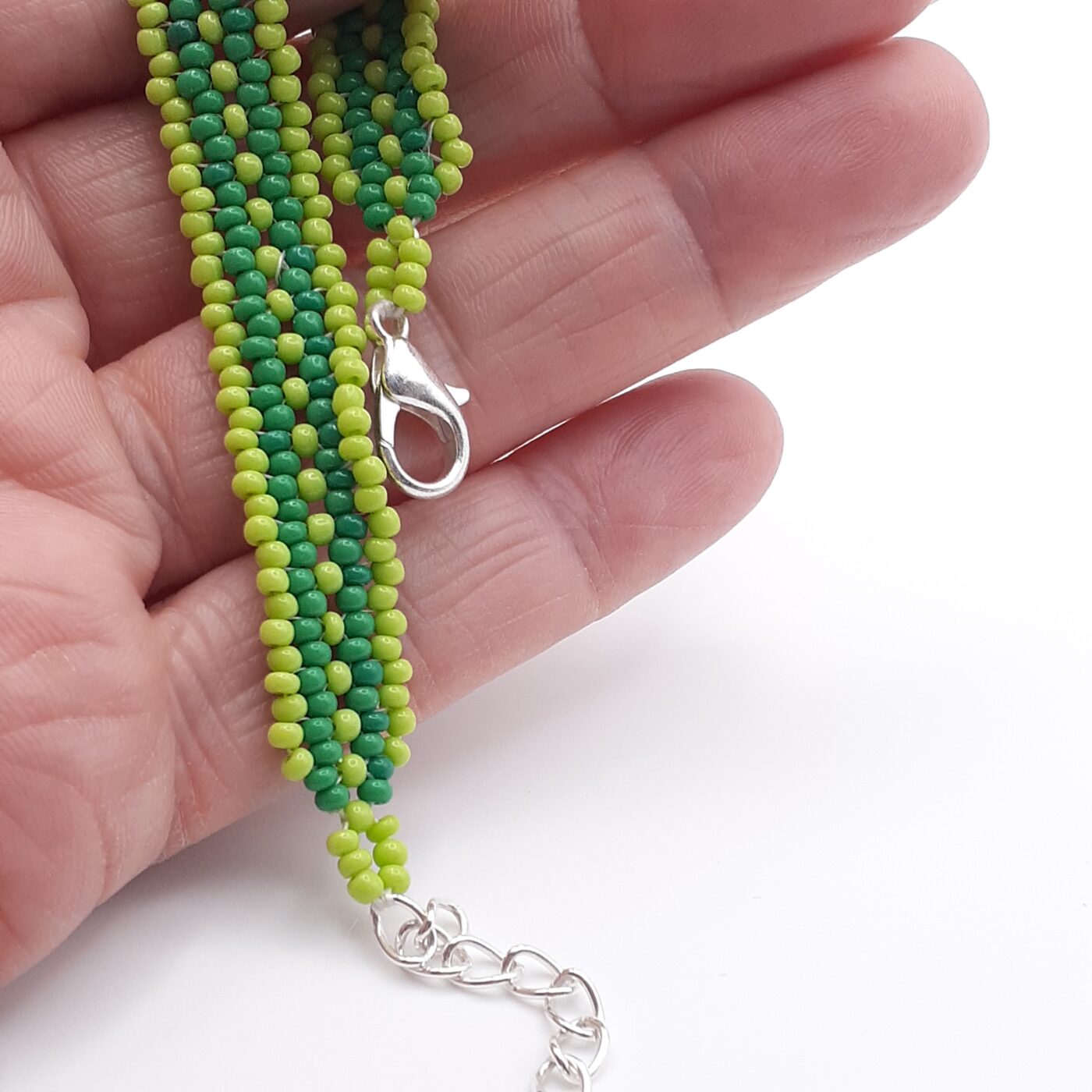 Green Handwoven Seed Bead Adjustable Bracelet