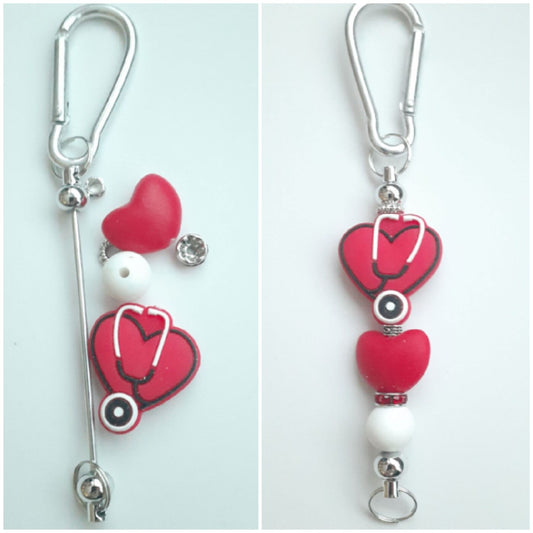 Healthy Heart Silicone Bead Charm Keychain Kit DIY