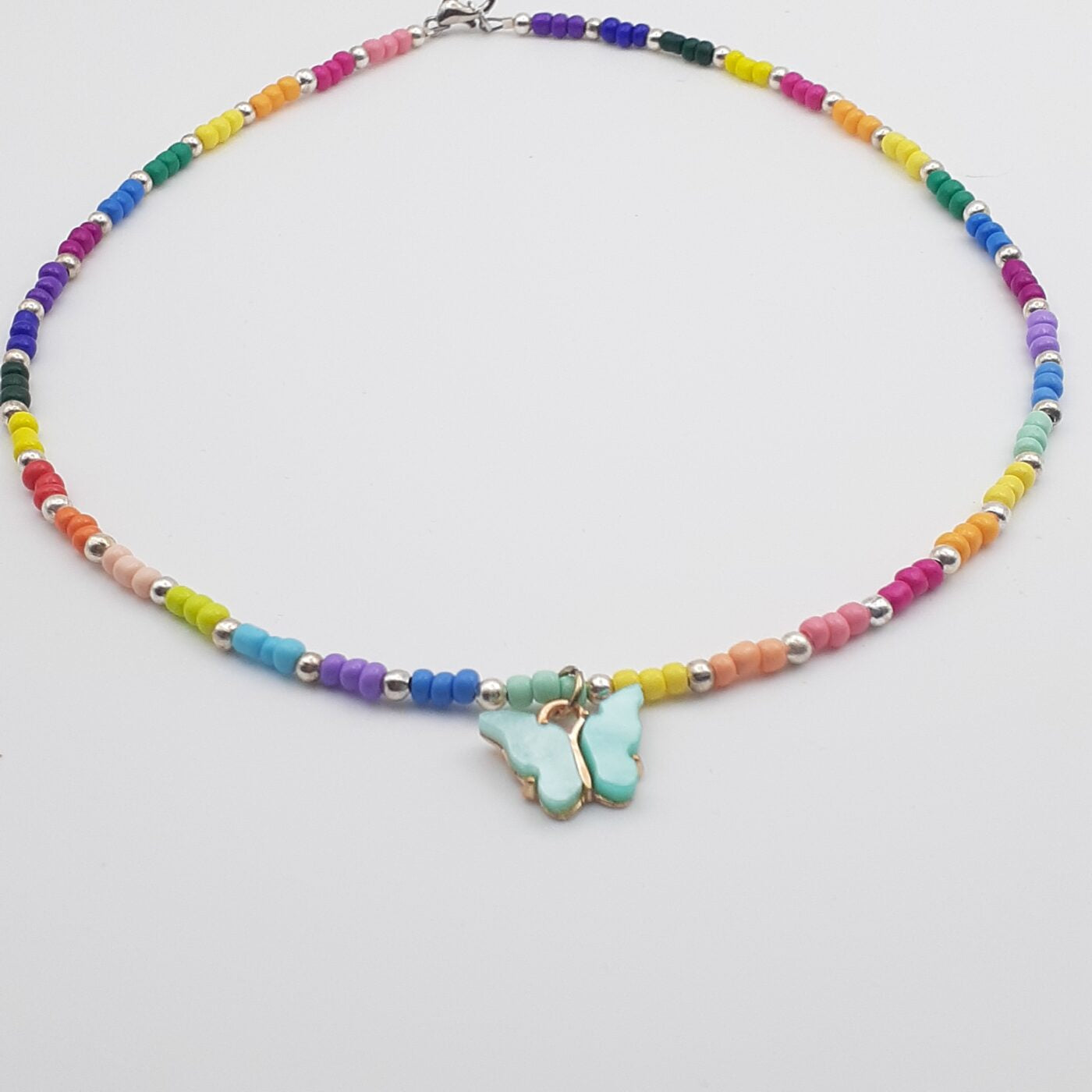 Rainbows and Butterflies Bright Colourful Short and Sassy Necklace