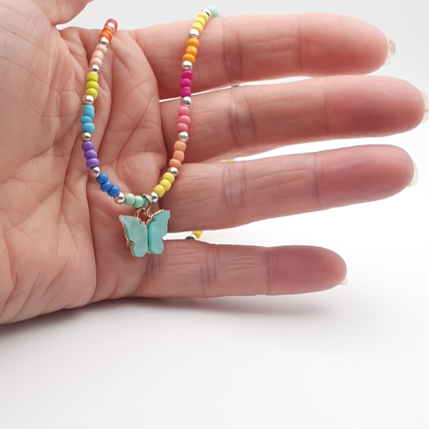 Rainbows and Butterflies Bright Colourful Short and Sassy Necklace