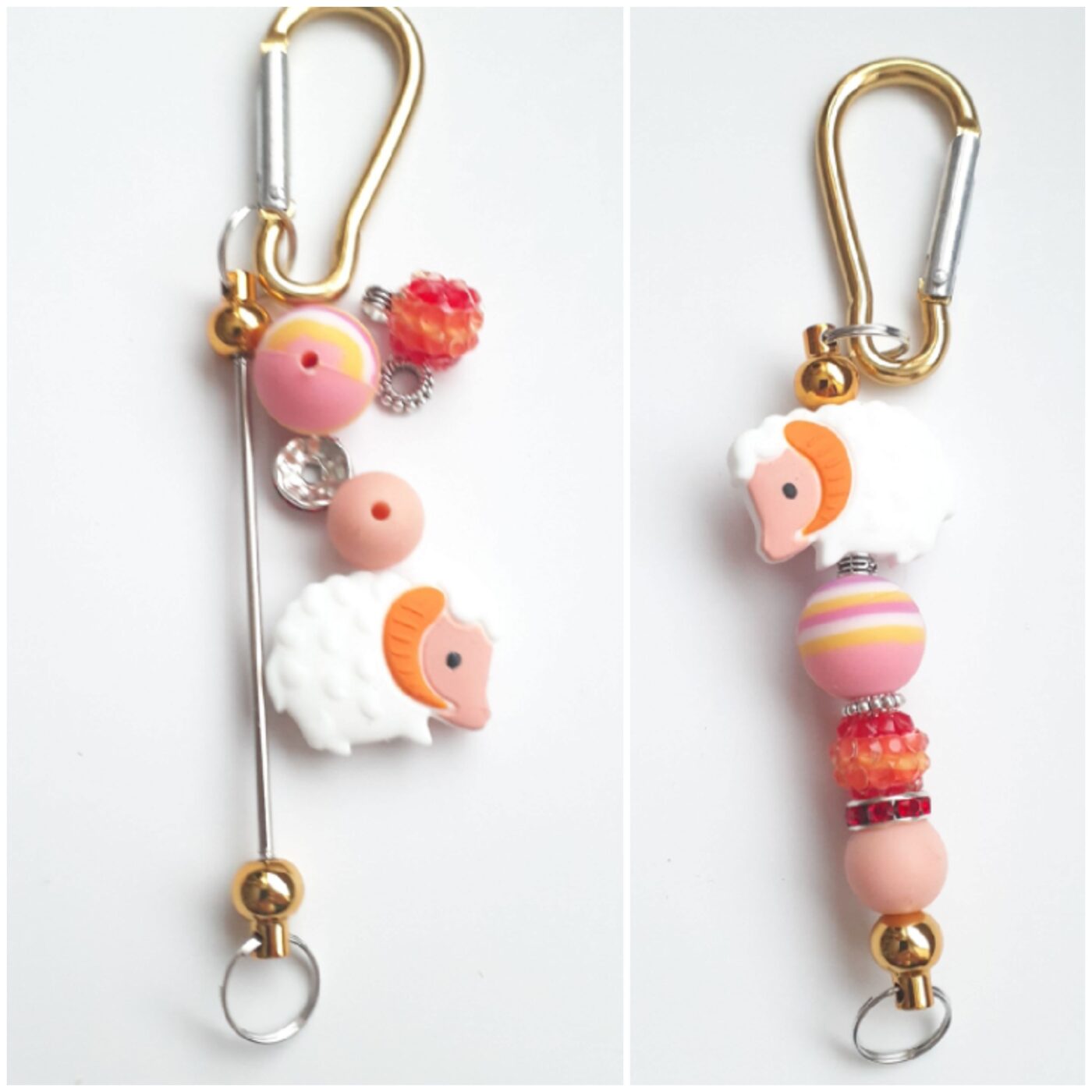 Shirley SHEEP Silicone Bead Charm Keychain Kit DIY