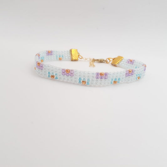 Spring fling with the pastels in this thin miyuki glass seed bead bracelet