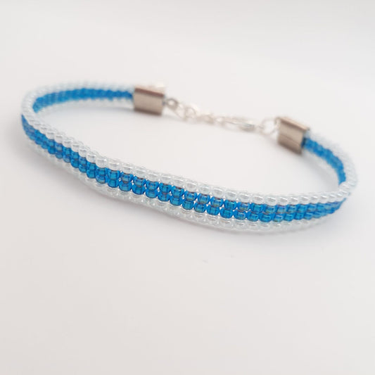 Thin Blue hand sewn Beaded Miyuki Glass Seed Bead Bracelet