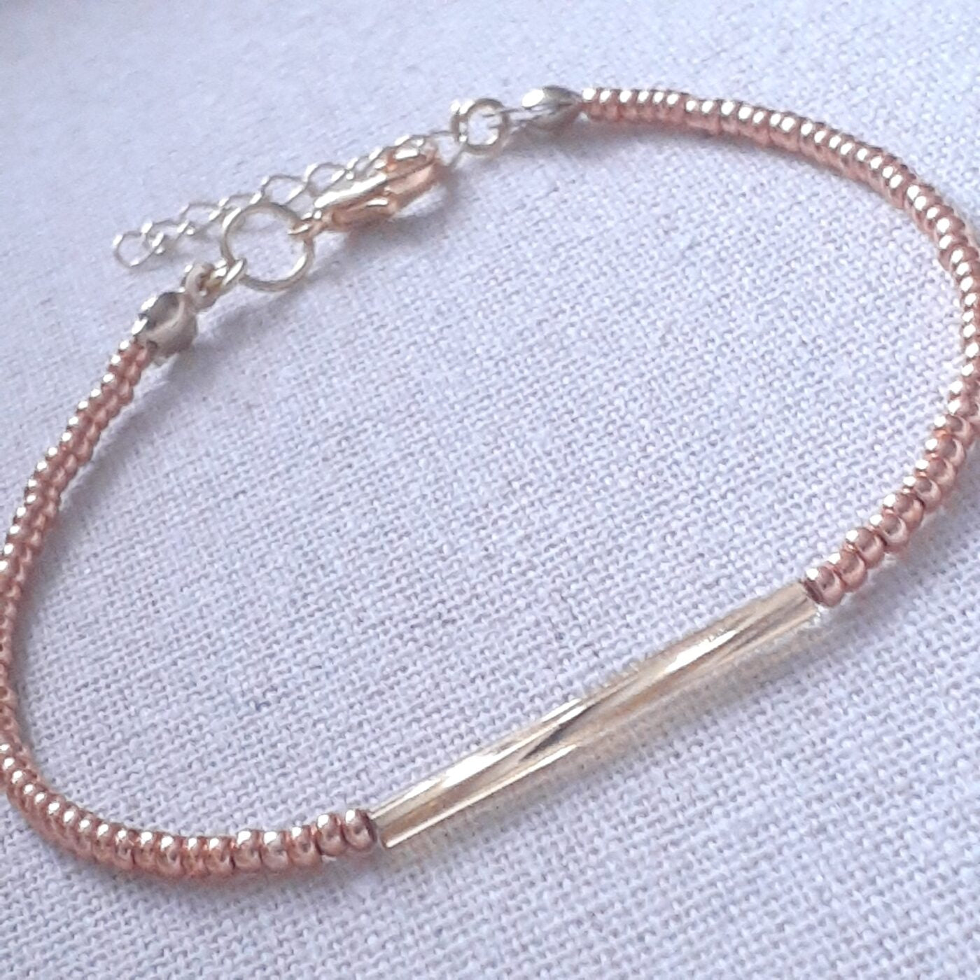 Thin Elegant Classy Copper Gold Beaded Bracelet