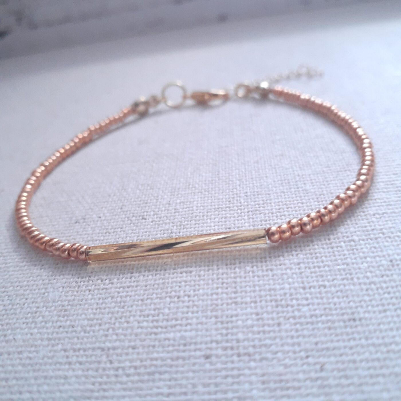 Thin Elegant Classy Copper Gold Beaded Bracelet