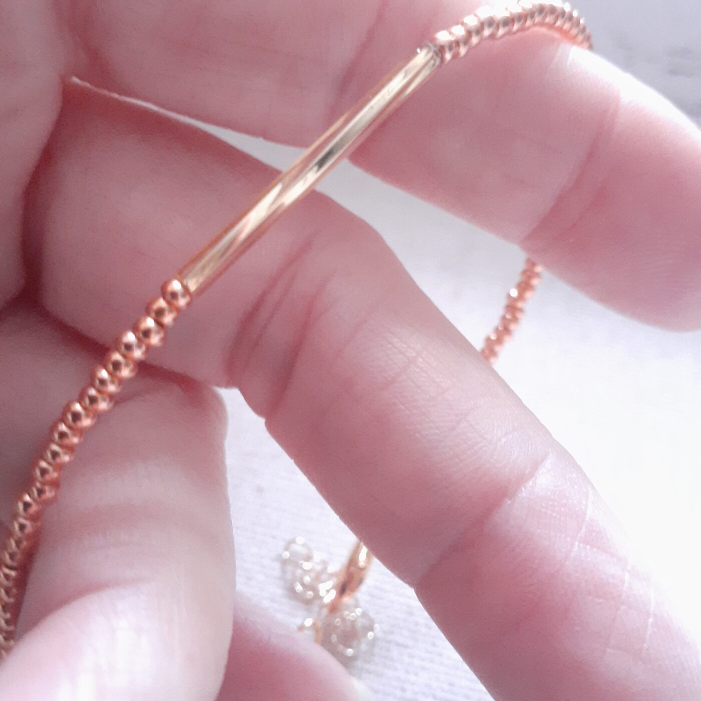 Thin Elegant Classy Copper Gold Beaded Bracelet