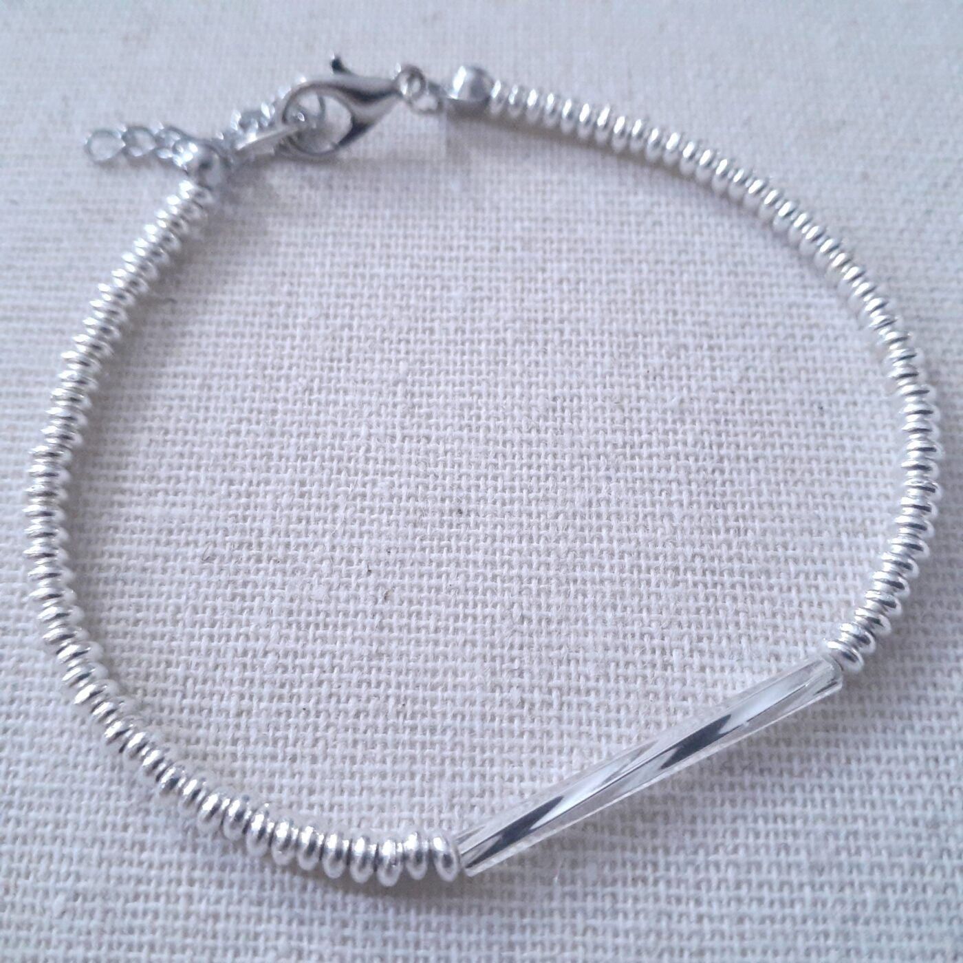 Thin Elegant Classy Silver Beaded Bracelet
