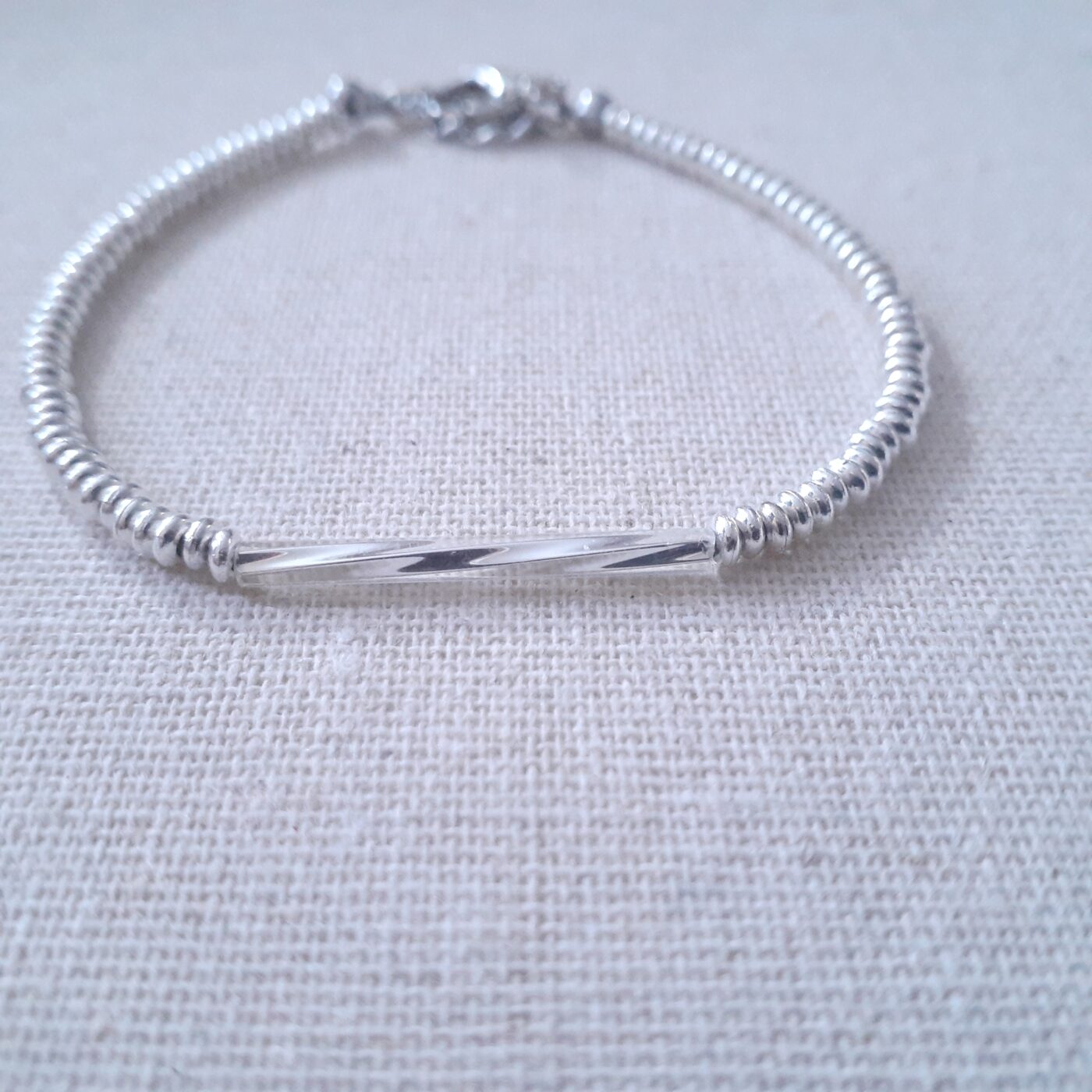 Thin Elegant Classy Silver Beaded Bracelet