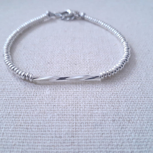 Thin Elegant Classy Silver Beaded Bracelet