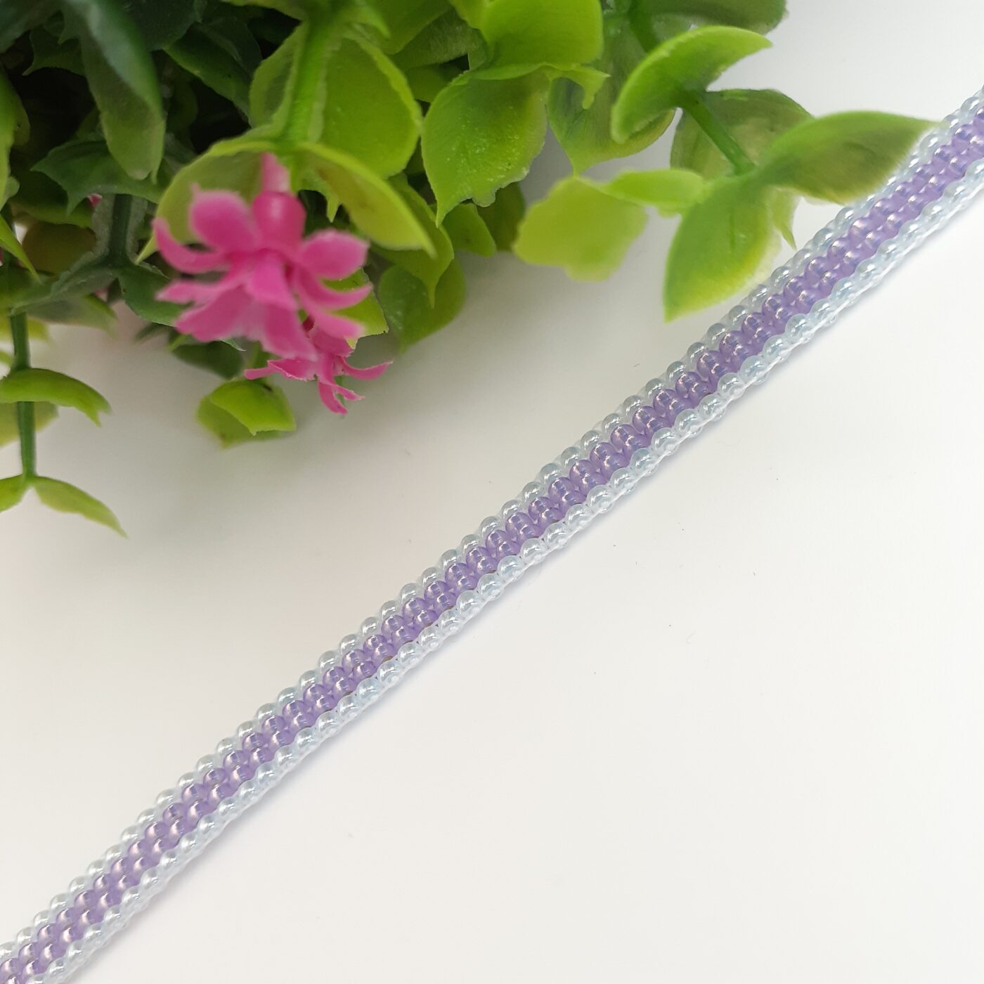 Thin soft pastel lilac purple seed bead handwoven bracelet