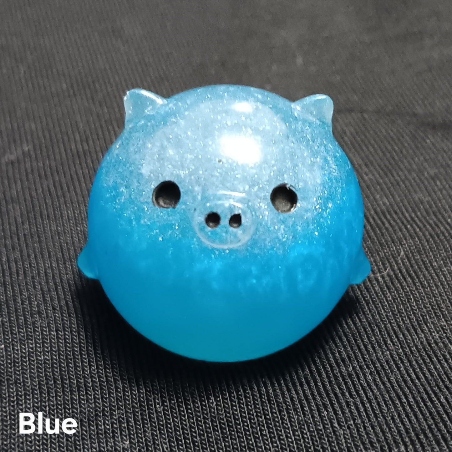 Blue mini pig plush with smooth glitter finish, round ears, and three-hole snout.