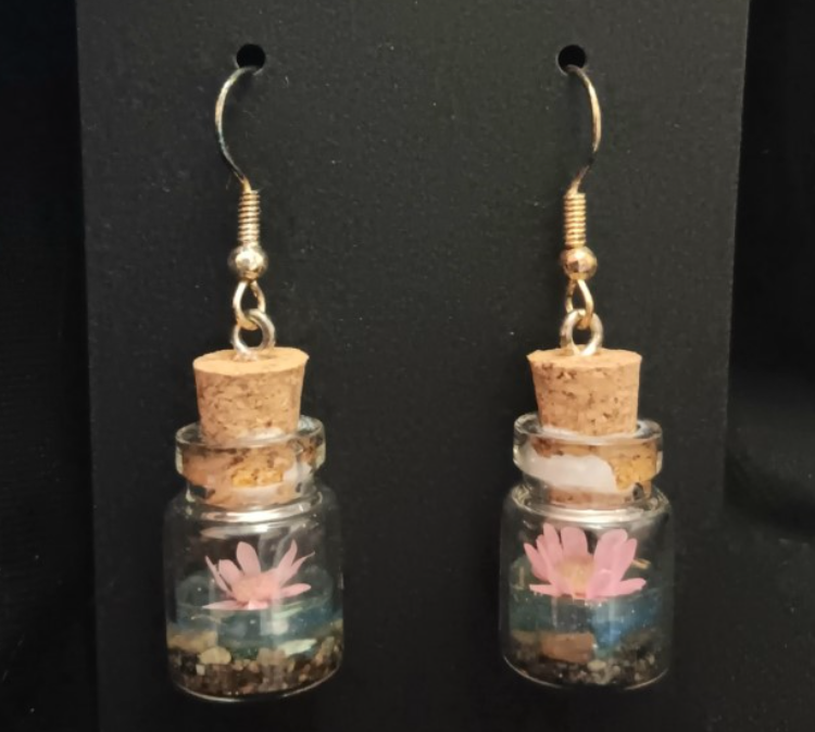 Flower in a Bottle Dangle Earrings (variety of colours)