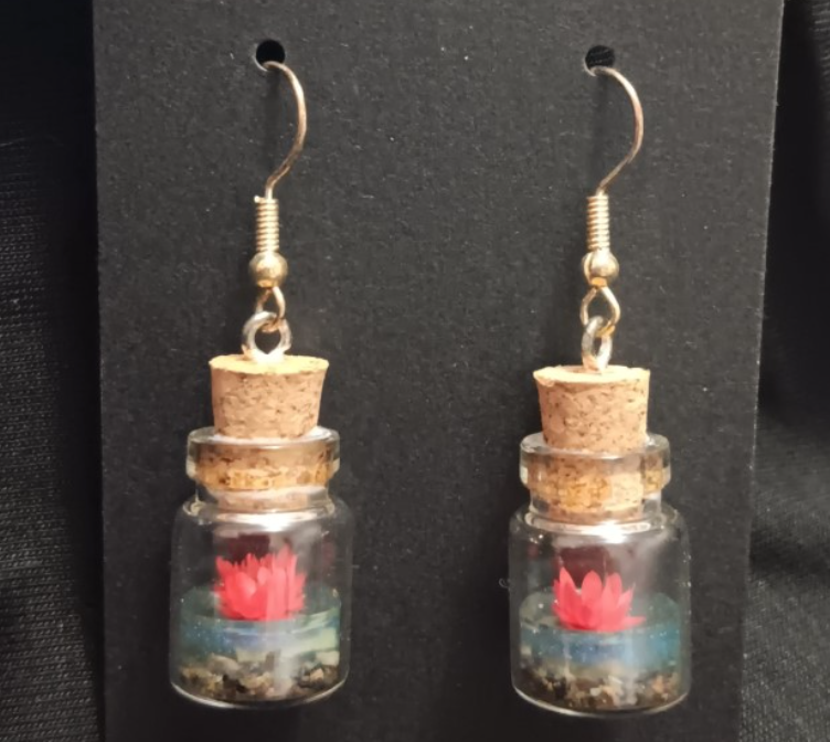 Flower in a Bottle Dangle Earrings (variety of colours)