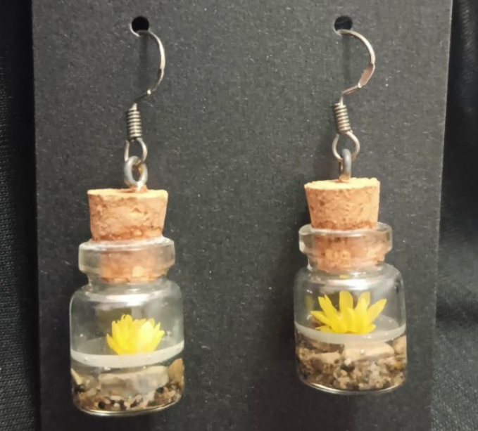 Flower in a Bottle Dangle Earrings (variety of colours)