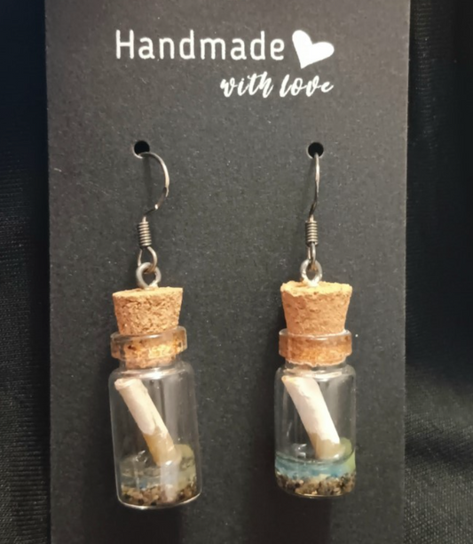 Message In A Bottle Dangle Earrings