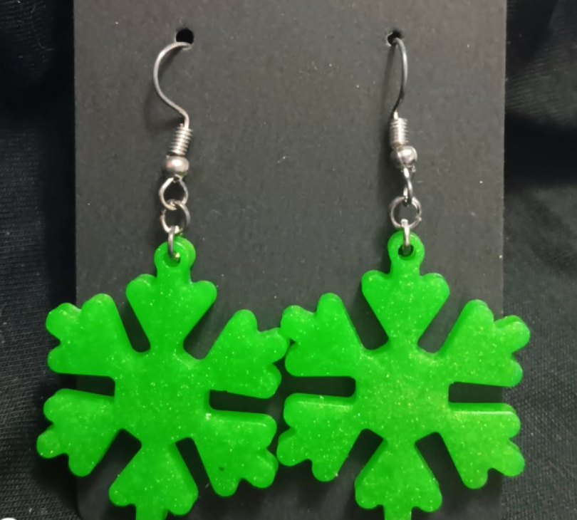 Thick Snowflake Dangle Earrings (variety of colours)