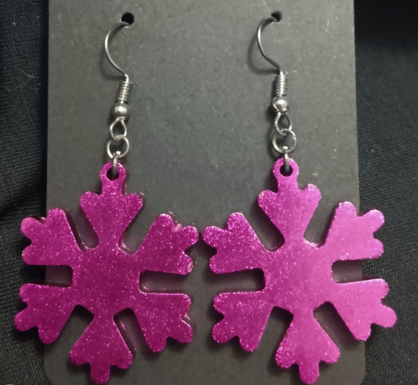 Thick Snowflake Dangle Earrings (variety of colours)