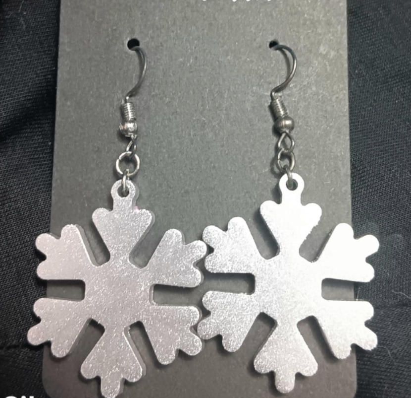Thick Snowflake Dangle Earrings (variety of colours)