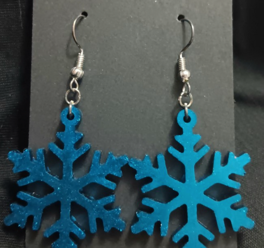 Thin Snowflake Dangle Earrings (variety of colours)