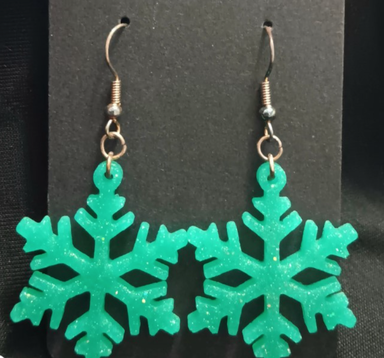 Thin Snowflake Dangle Earrings (variety of colours)