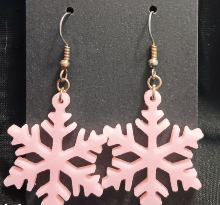 Thin Snowflake Dangle Earrings (variety of colours)