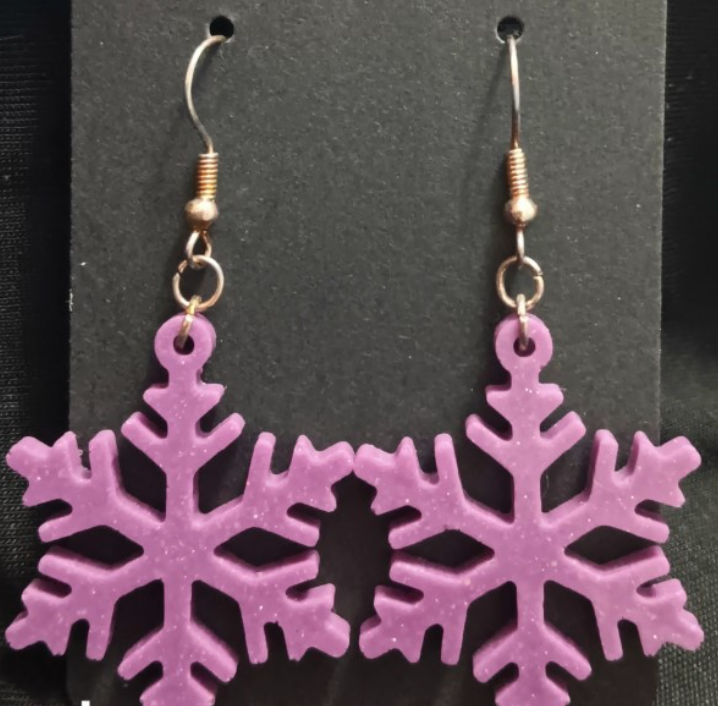 Thin Snowflake Dangle Earrings (variety of colours)
