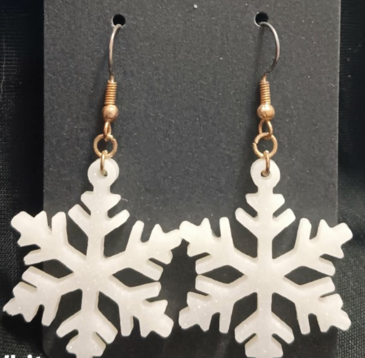 Thin Snowflake Dangle Earrings (variety of colours)