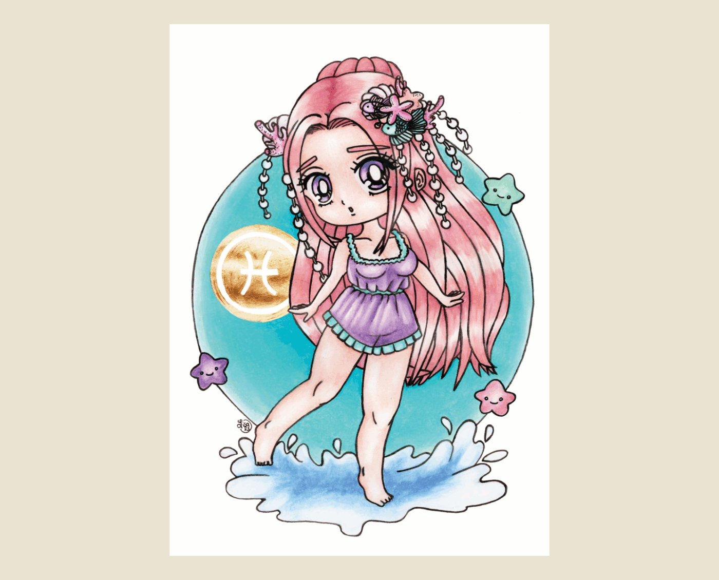 Astro Girls Art Print - Pisces