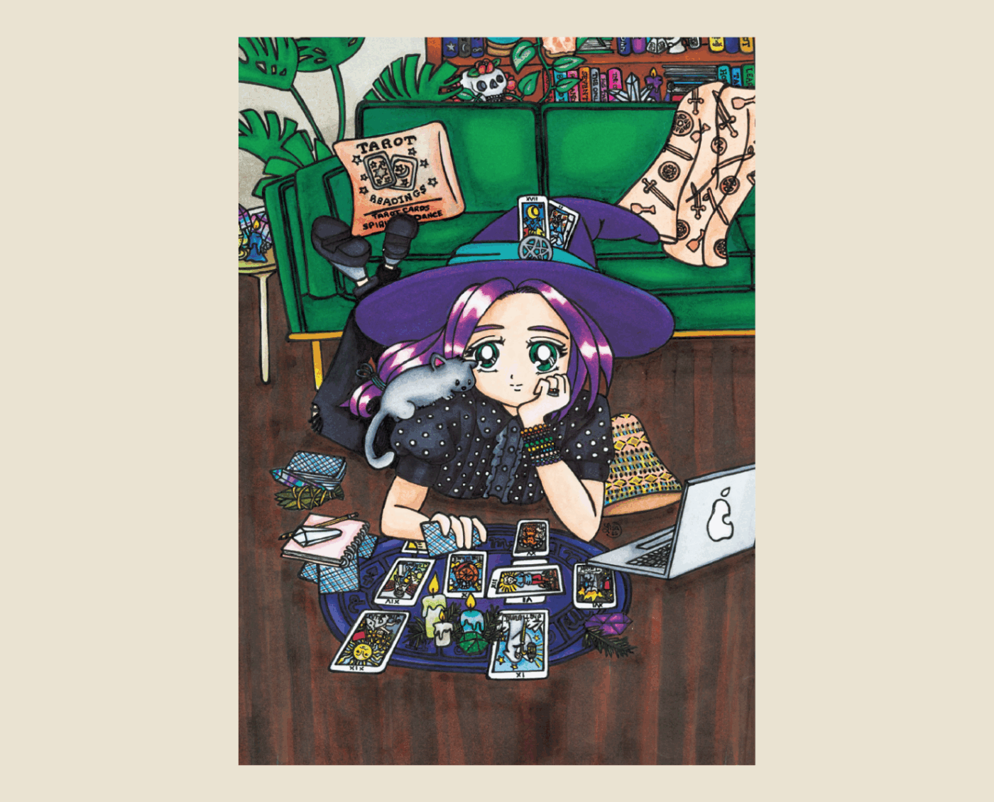 By the Moonlight Witches Art Print - Tarot Witch