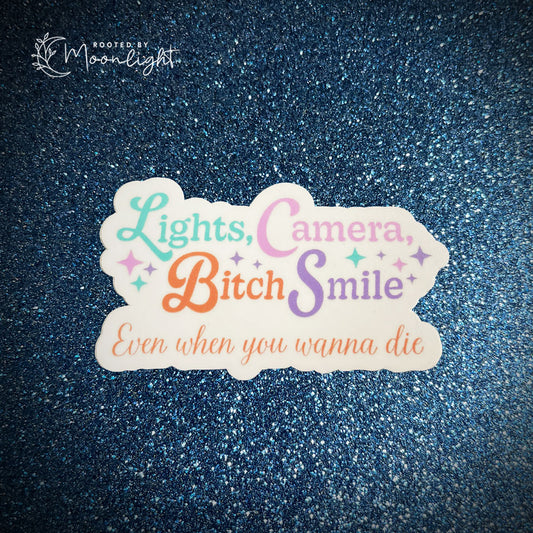 Lights, Camera, B***h Smile Sticker