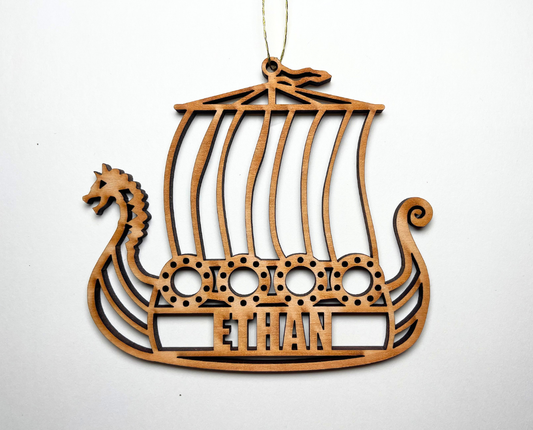 Viking Ship Ornament - Customizable