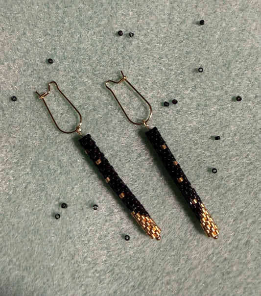 Black & Gold Snathan Si (Fairy Thread) Earrings