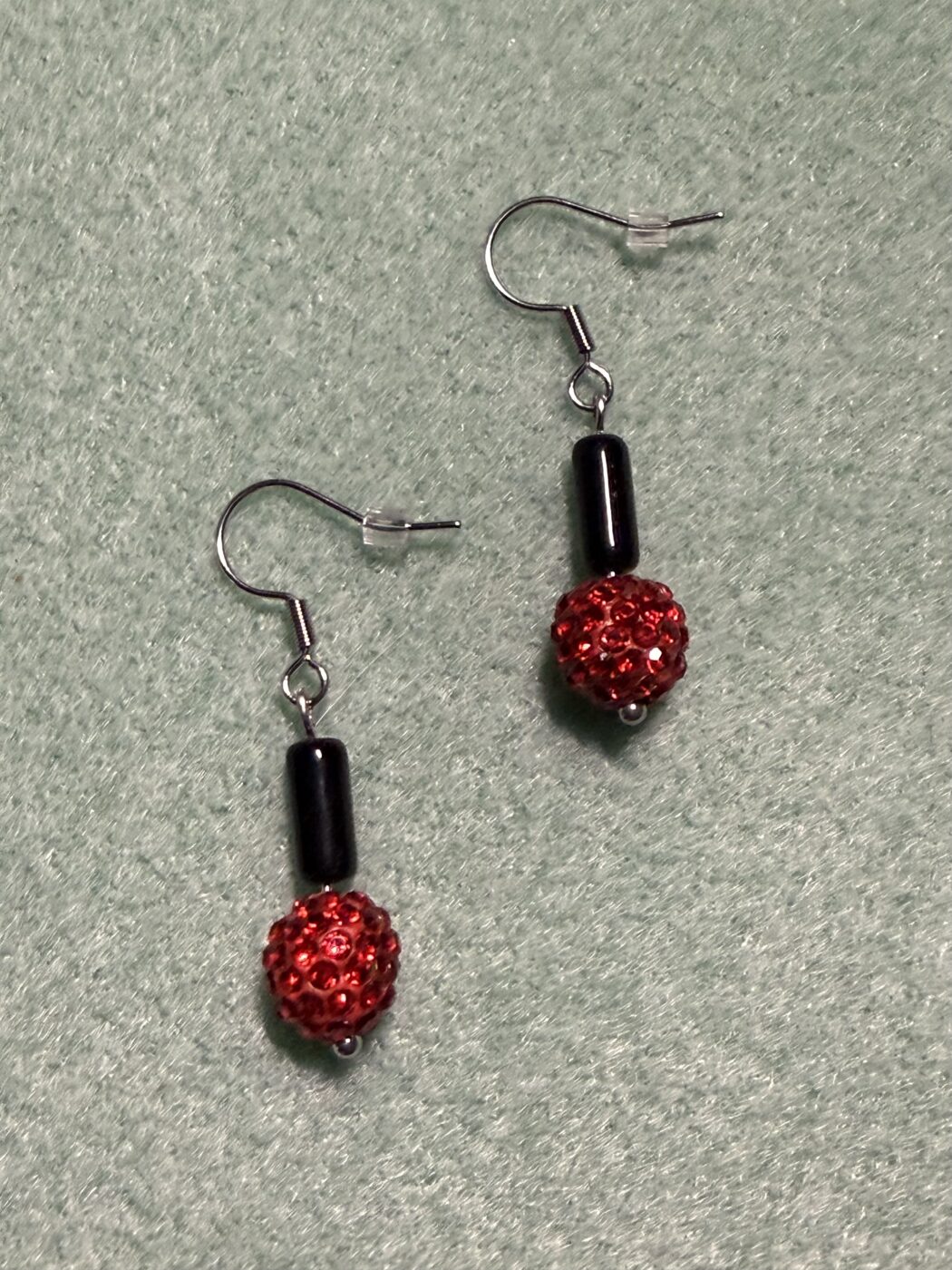 Crystal Ball Earrings (red & black)