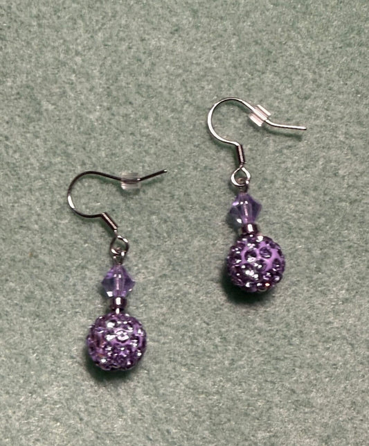 Crystal Ball Earrings (purple)