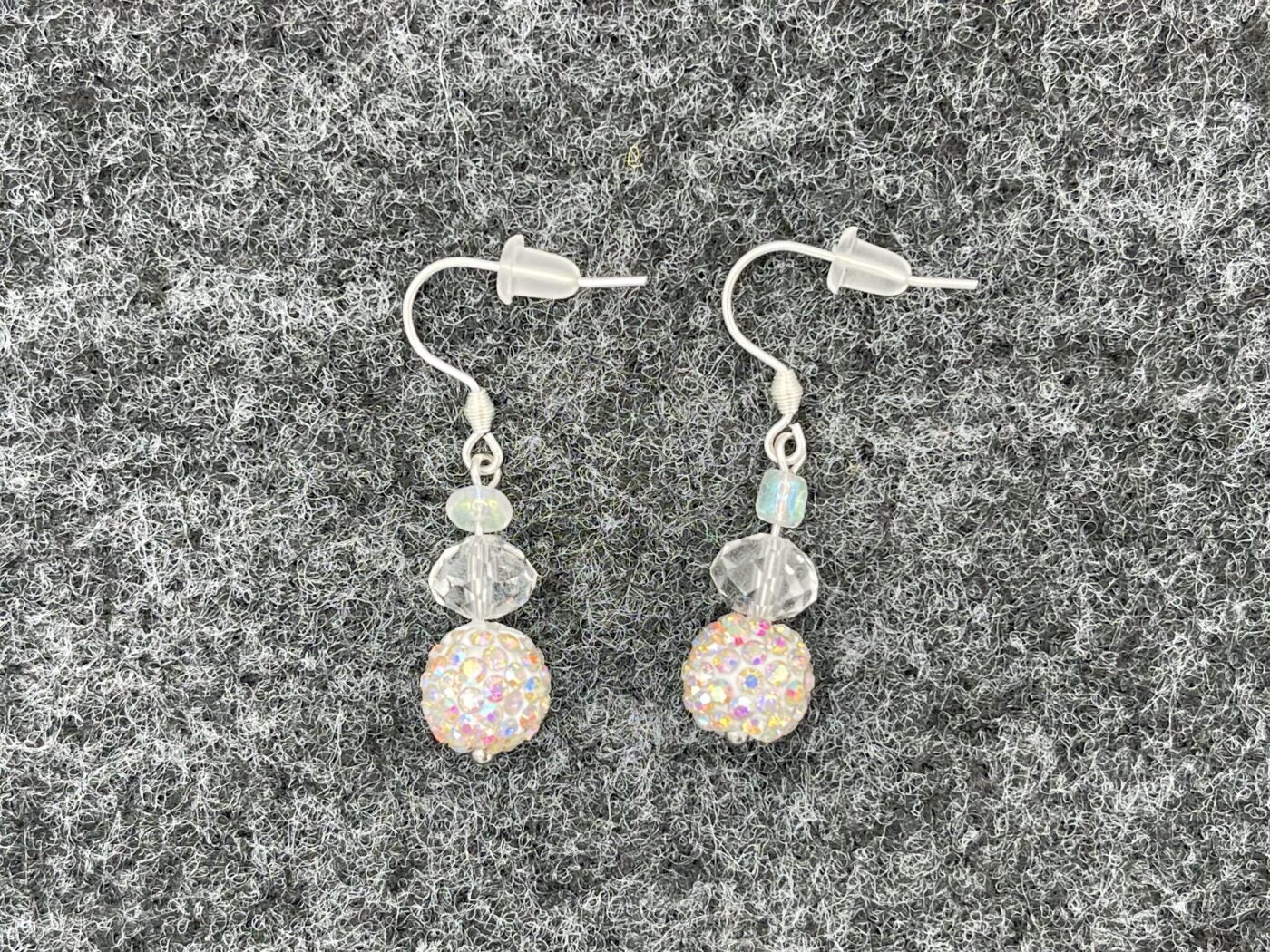Crystal Ball Earrings (White)