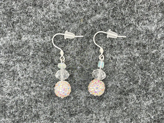Crystal Ball Earrings (White)