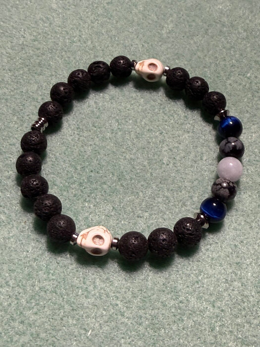 Lava Stone, Howl Lite Skull Bracelet