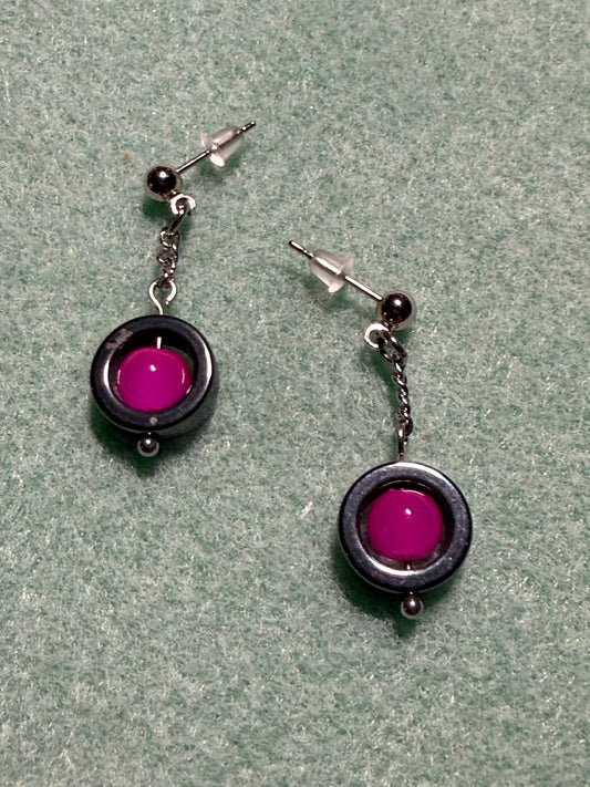 Round Earrings (Pink)