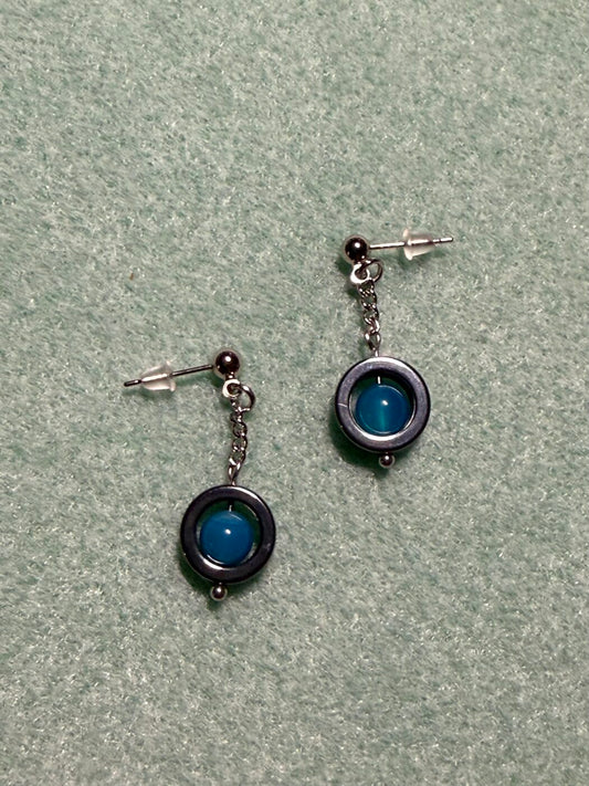 Round Earrings (Blue)