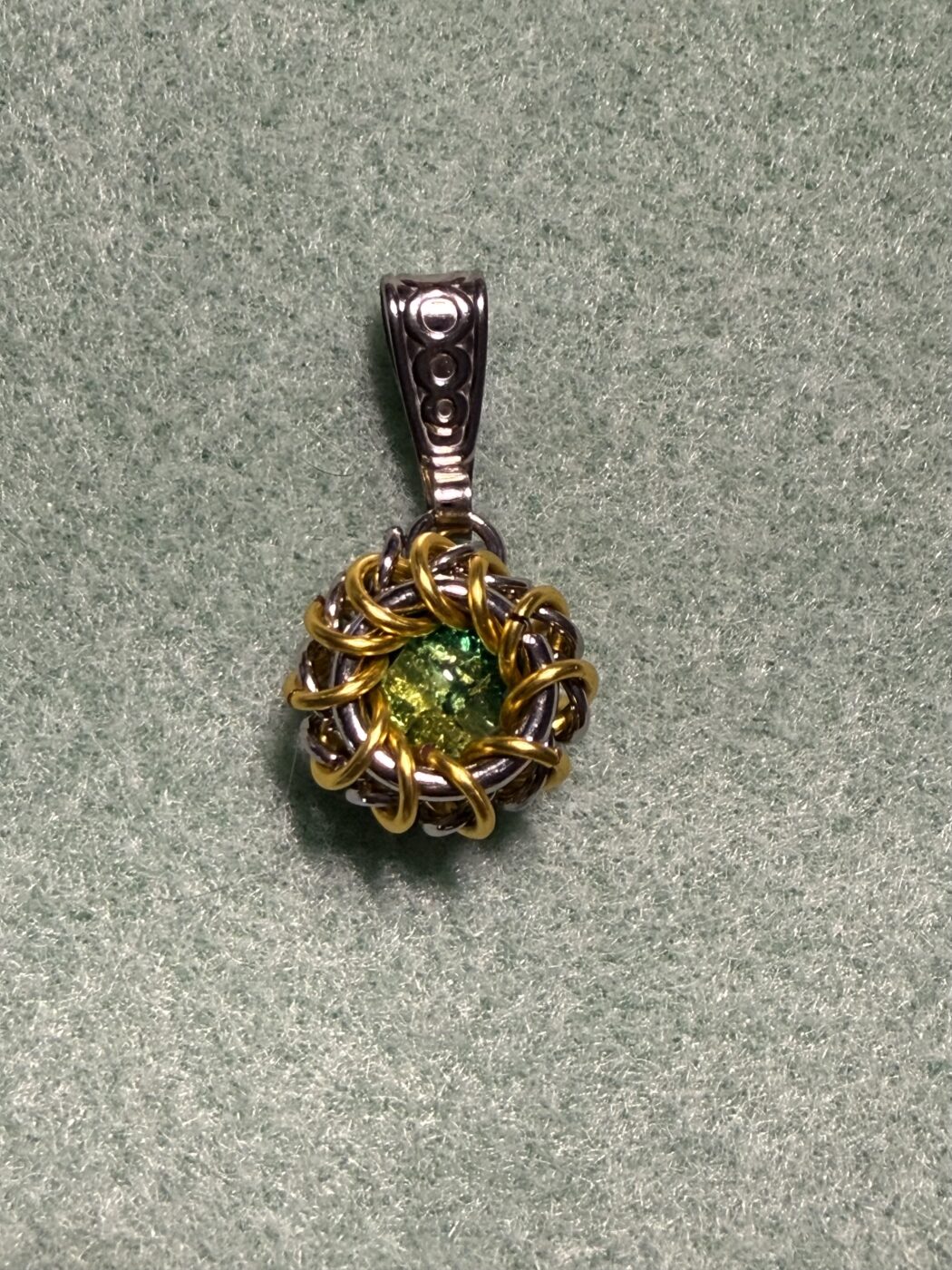 Silver Dragon’s Eye Pendant (Green)