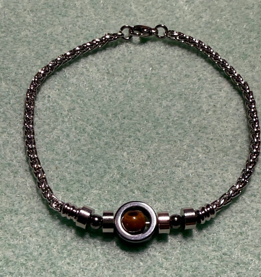 Stainless Steel, Brown Tigers Eye Bracelet