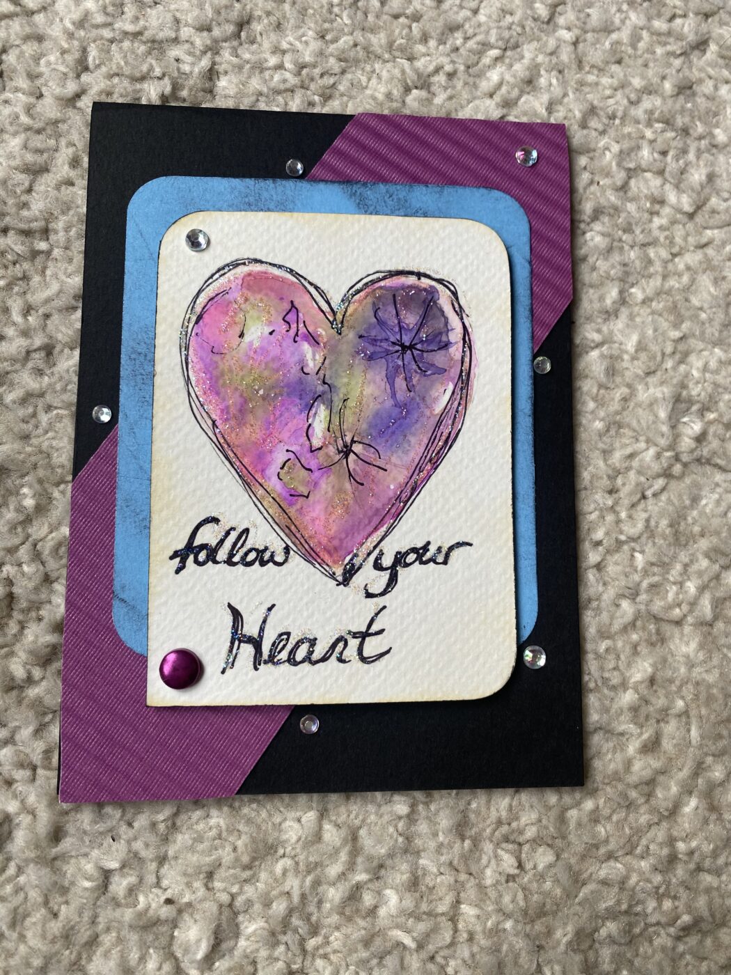 Follow Your Heart (watercolour heart) Greeting Card