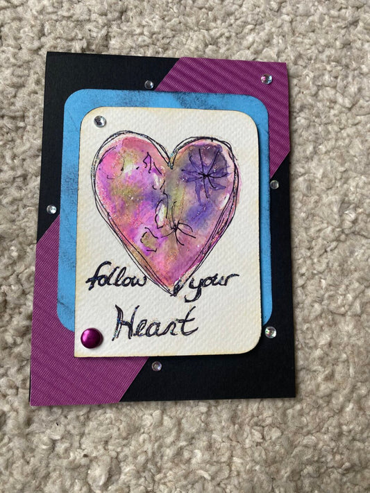 Follow Your Heart (watercolour heart) Greeting Card