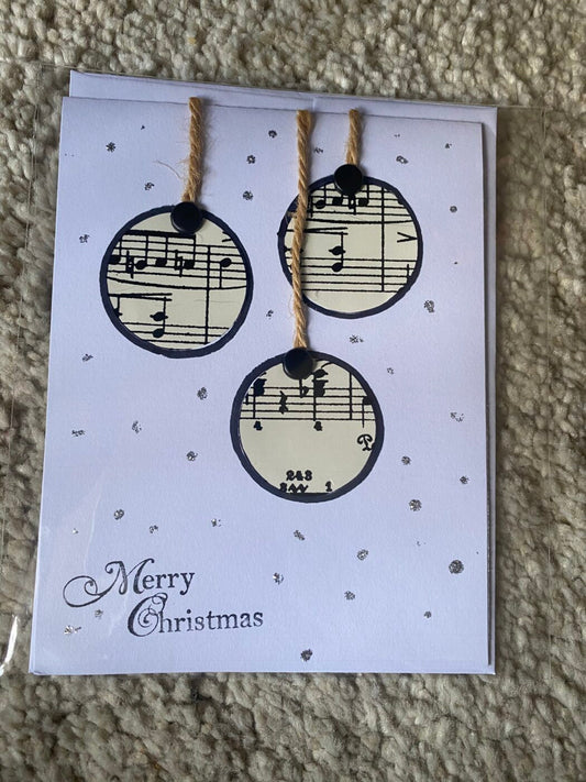 Merry Christmas Greeting Card (3 ornaments)