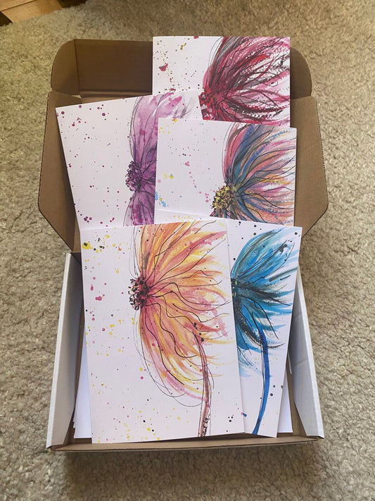 Watercolour Flowers Greeting Cards (Boxed Set of 5 Cards)