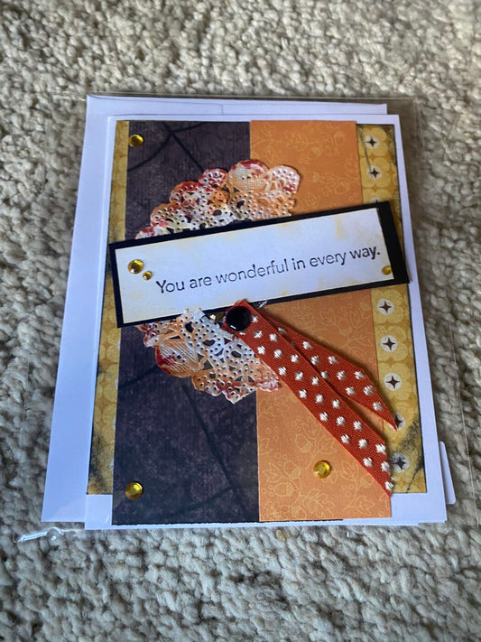You Are Wonderful In Every Way Greeting Card (orange & brown)