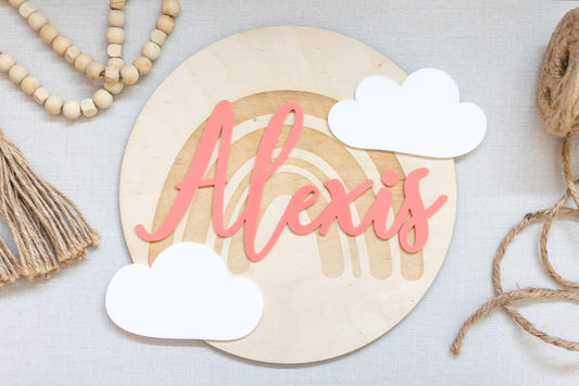Rainbow and Clouds Name Sign