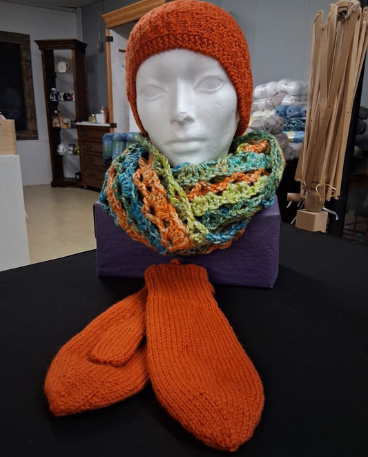 Crochet Cowl with Headband & Mittens