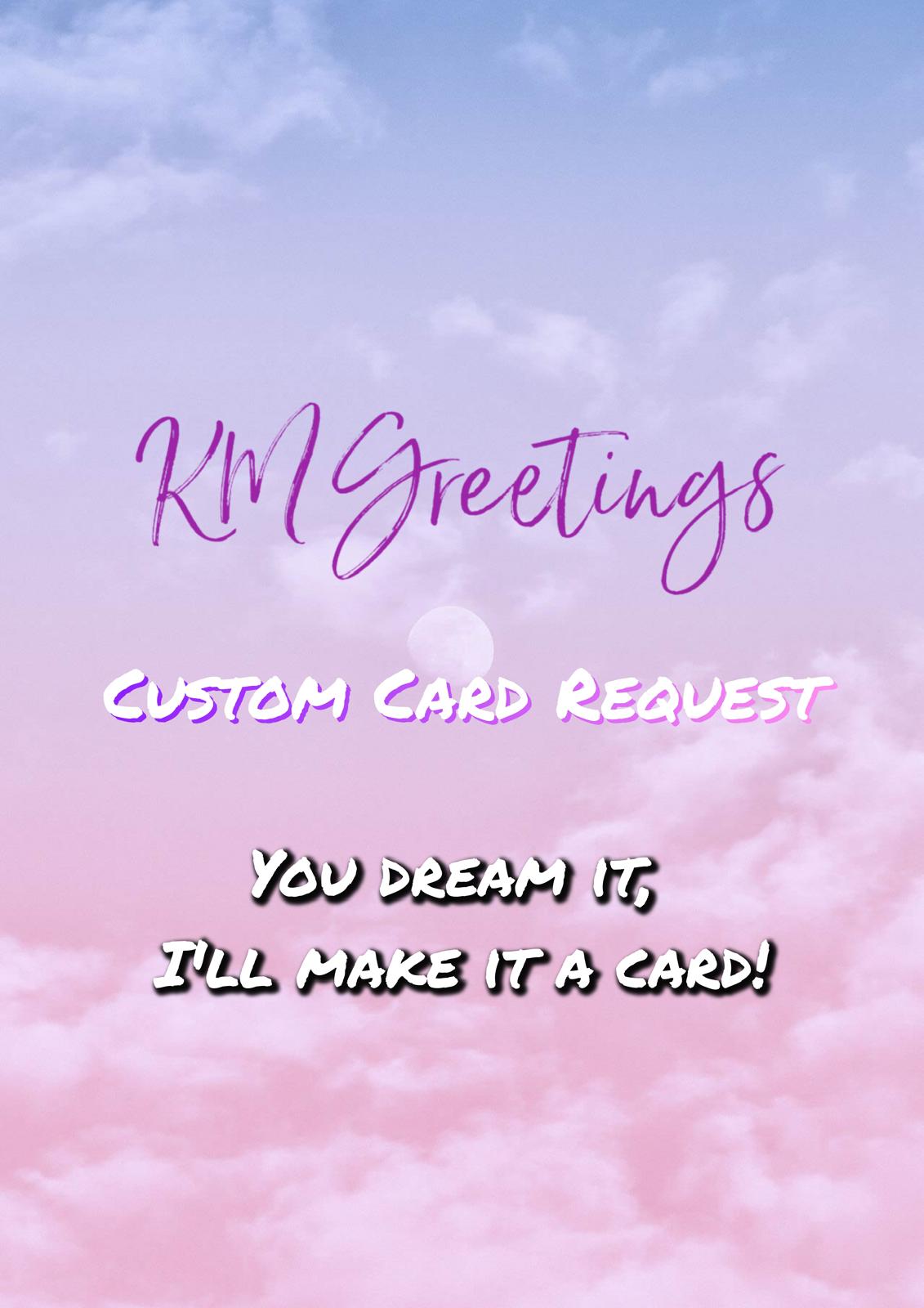 Custom greeting card with purple script header and message: 'I'll make it a card!'